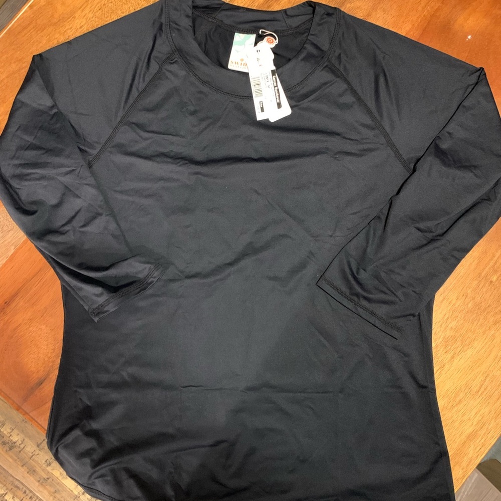 Black long sleeve swim shirt